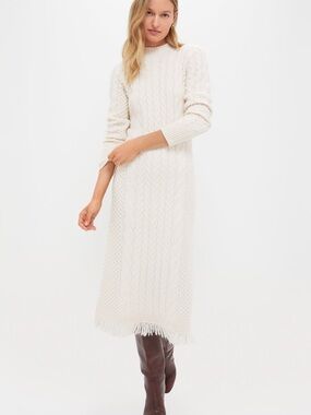 Cream Freya Fringe Sweater Dress by Hyacinth House NWT